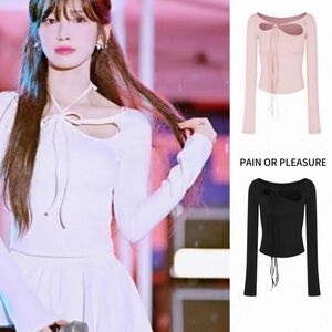 Pink Cutout Long Sleeve Top